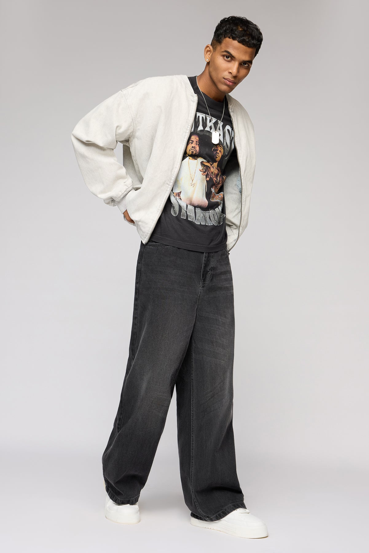 Ink Wash Faded Men's Baggy Straight Jeans