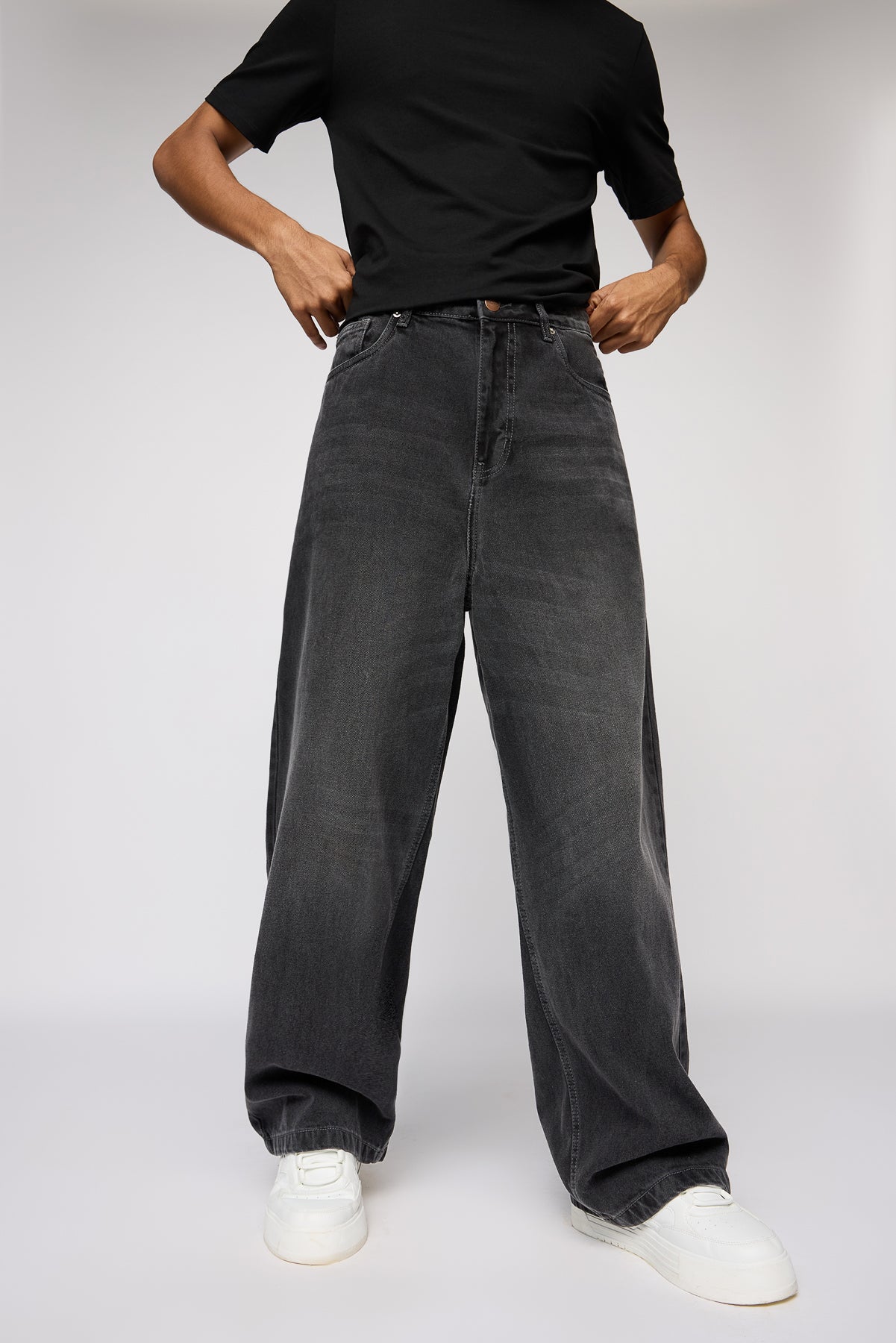 Ink Wash Faded Men's Baggy Straight Jeans