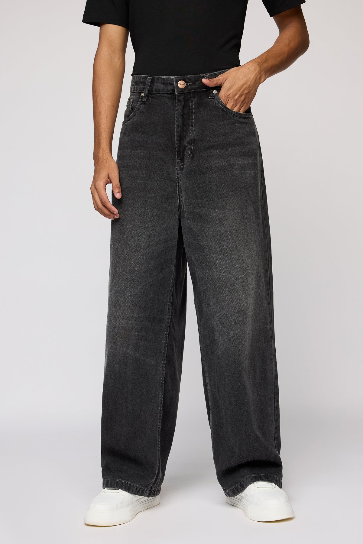 Ink Wash Faded Men's Baggy Straight Jeans