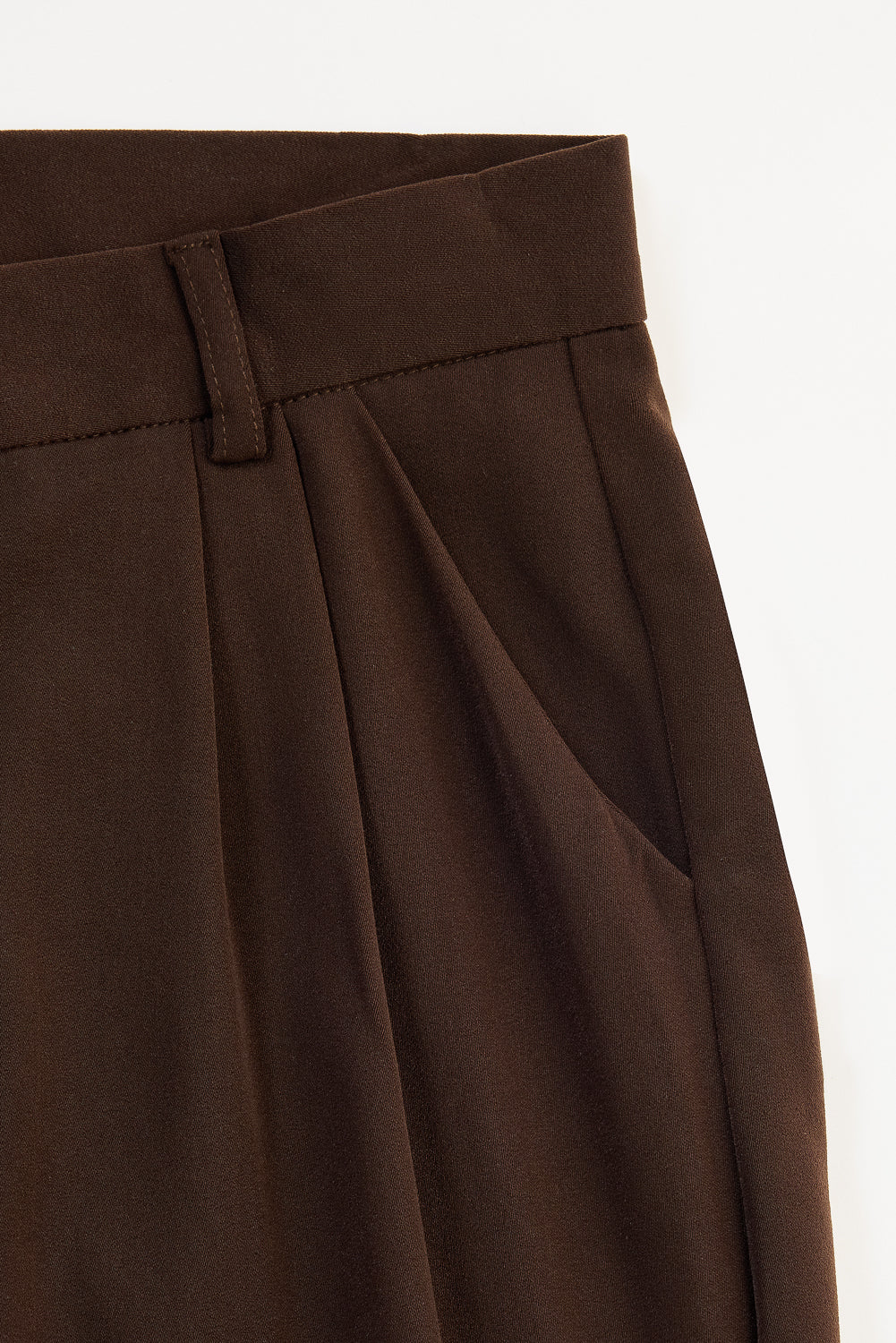 Dark Brown Double Pleated Women's Straight Korean Pants