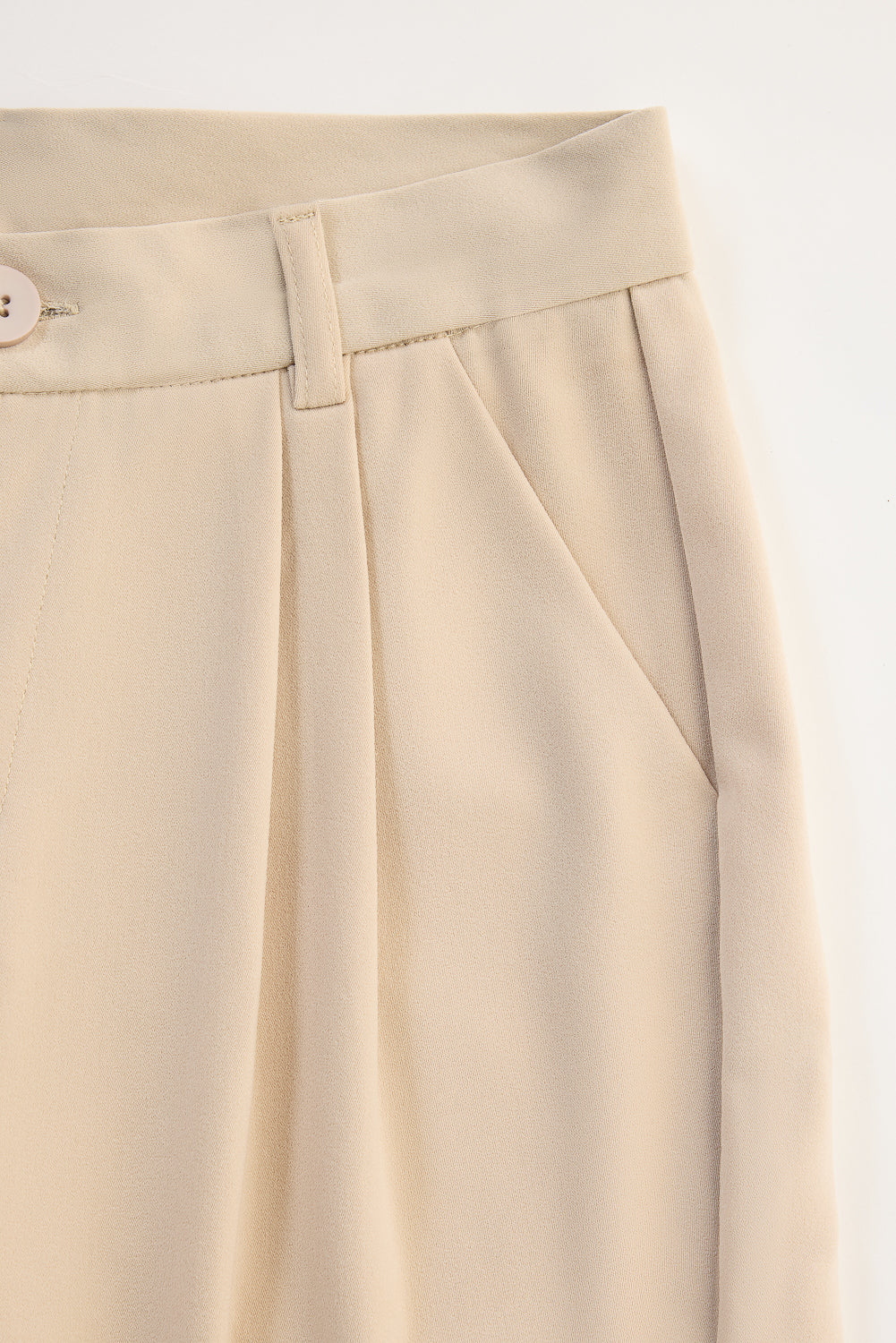 Sand Beige Double Pleated Women's Straight Korean Pants