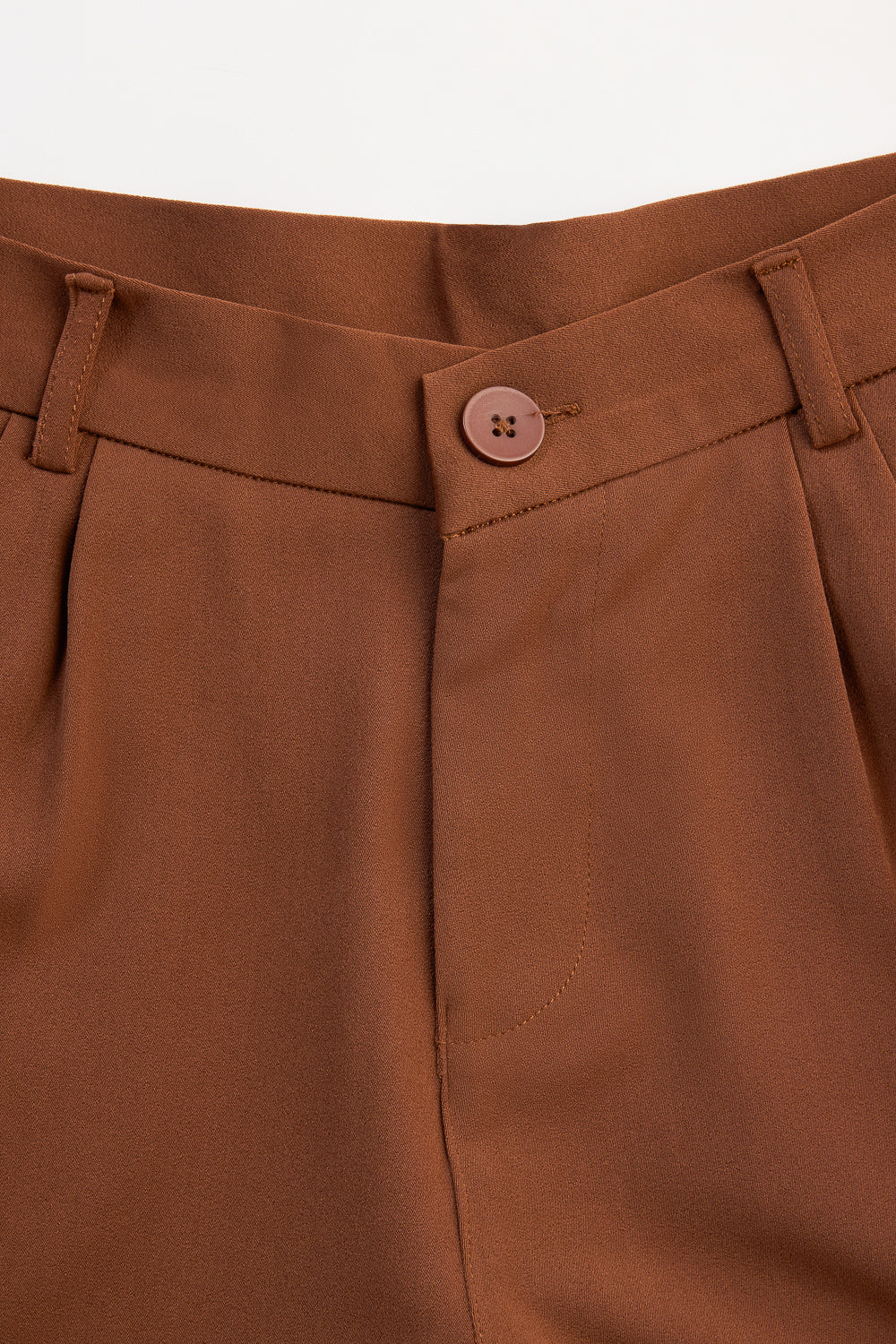 Ganache Brown Double Pleated Women's Straight Korean Pants