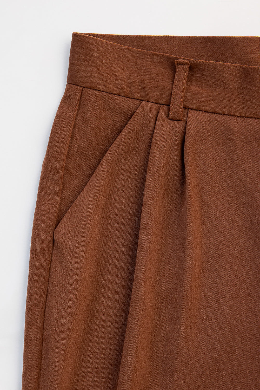 Ganache Brown Double Pleated Women's Straight Korean Pants