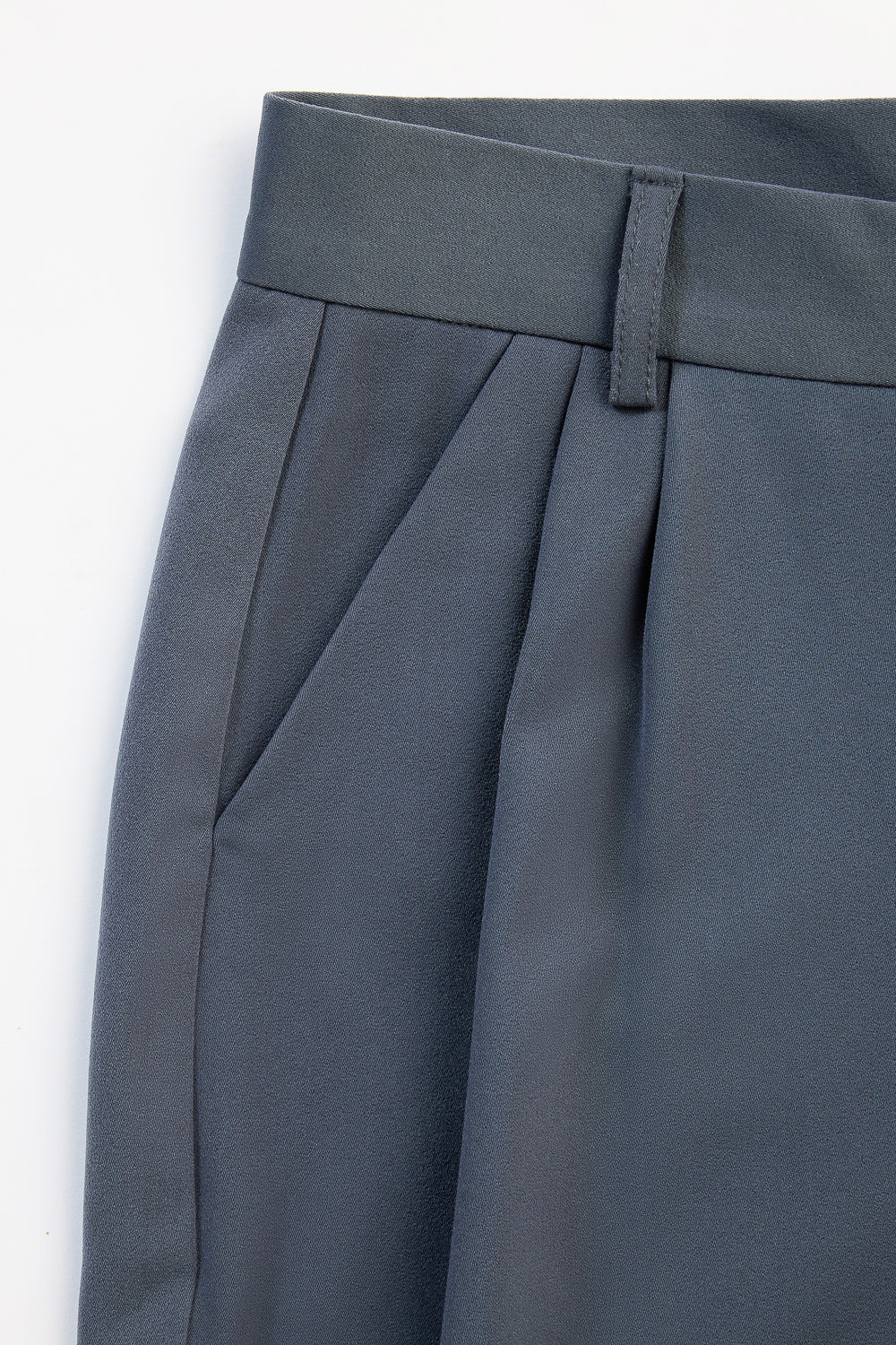 Dark Grey Double Pleated Women's Wide Korean Pants
