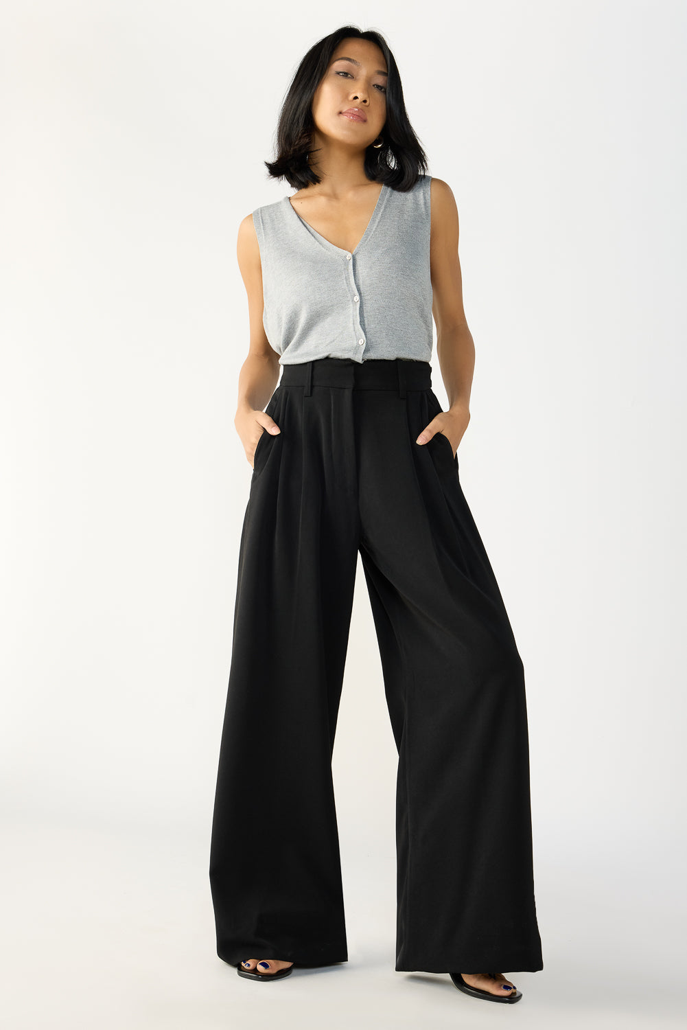 Still Black Adjustable Women's Wide Korean Pants