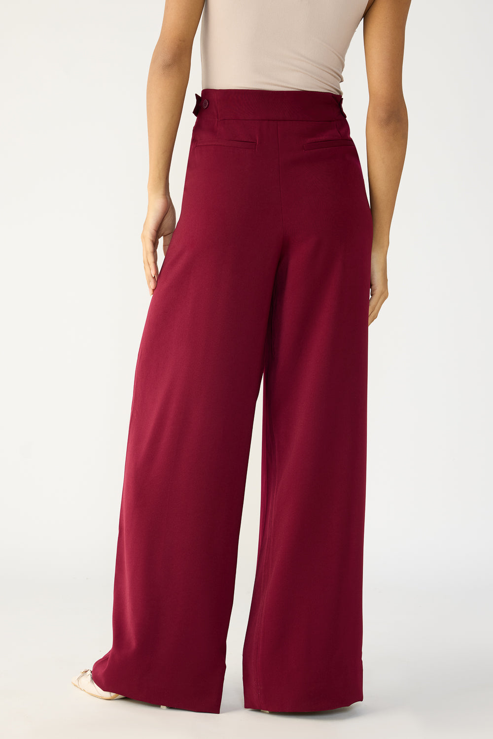 Burnt Maroon Adjustable Women's Flare Korean Pants