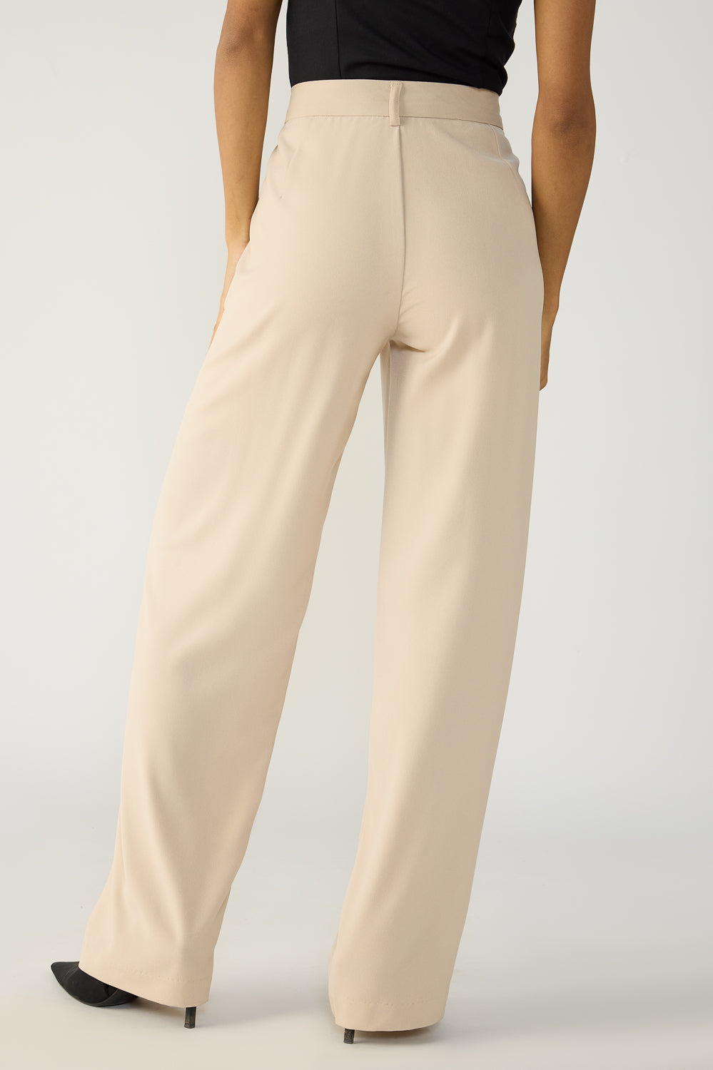 Sand Beige Double Pleated Women's Straight Korean Pants