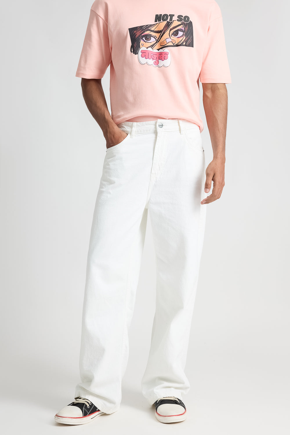 Iconic White Men's Wide Jeans