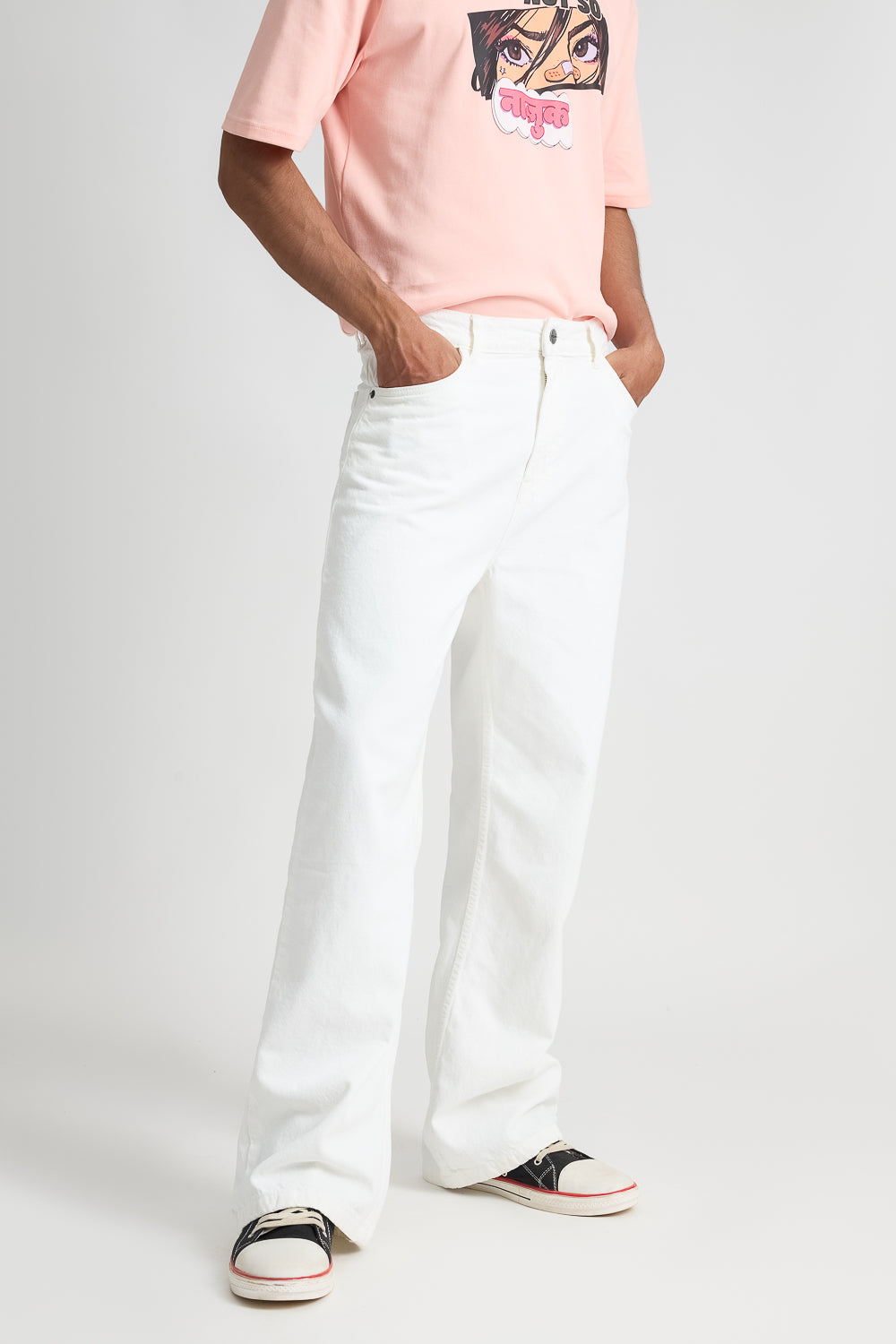 Iconic White Men's Wide Jeans