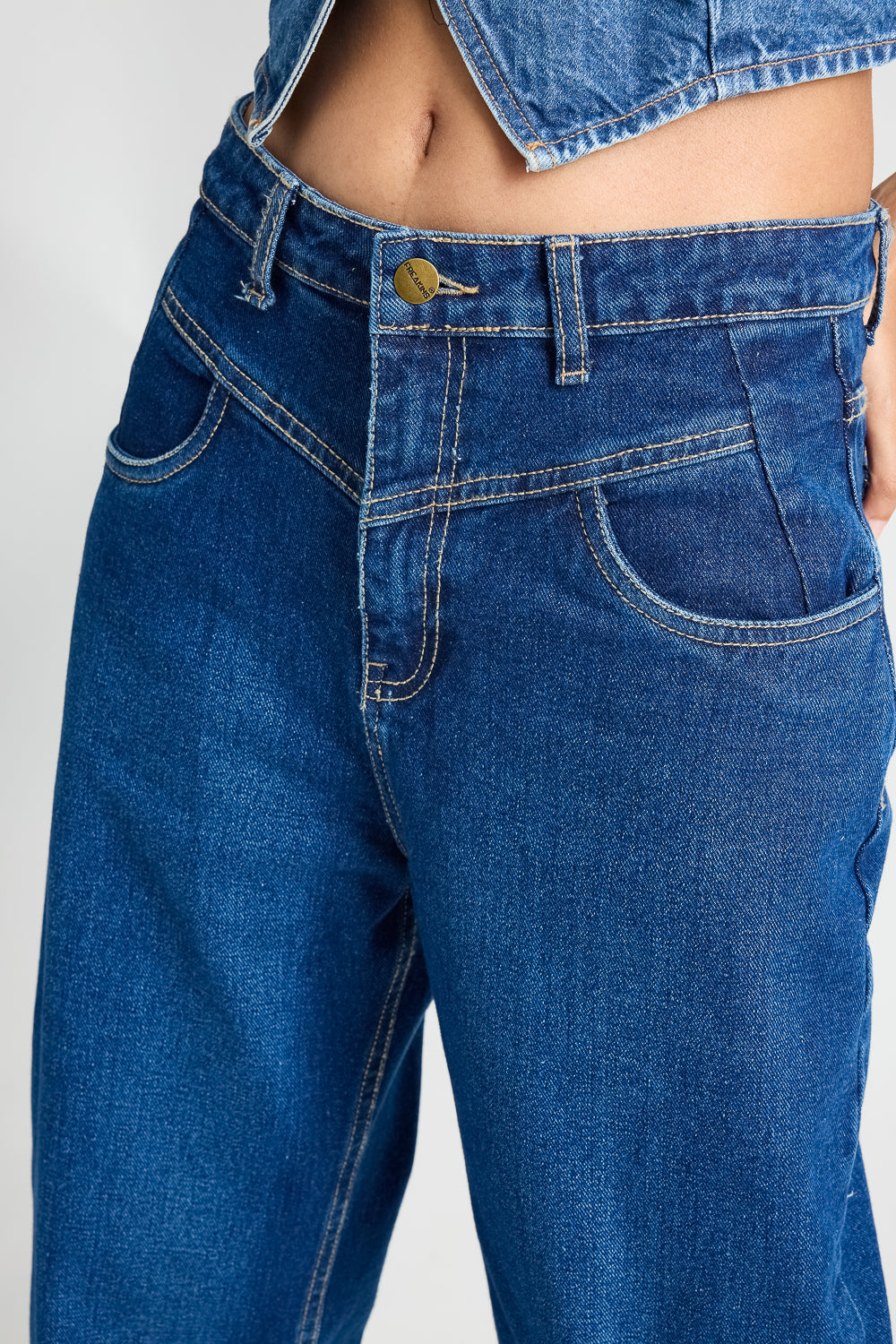 Dark Blue Fish Cut Women's Straight Fit Jeans
