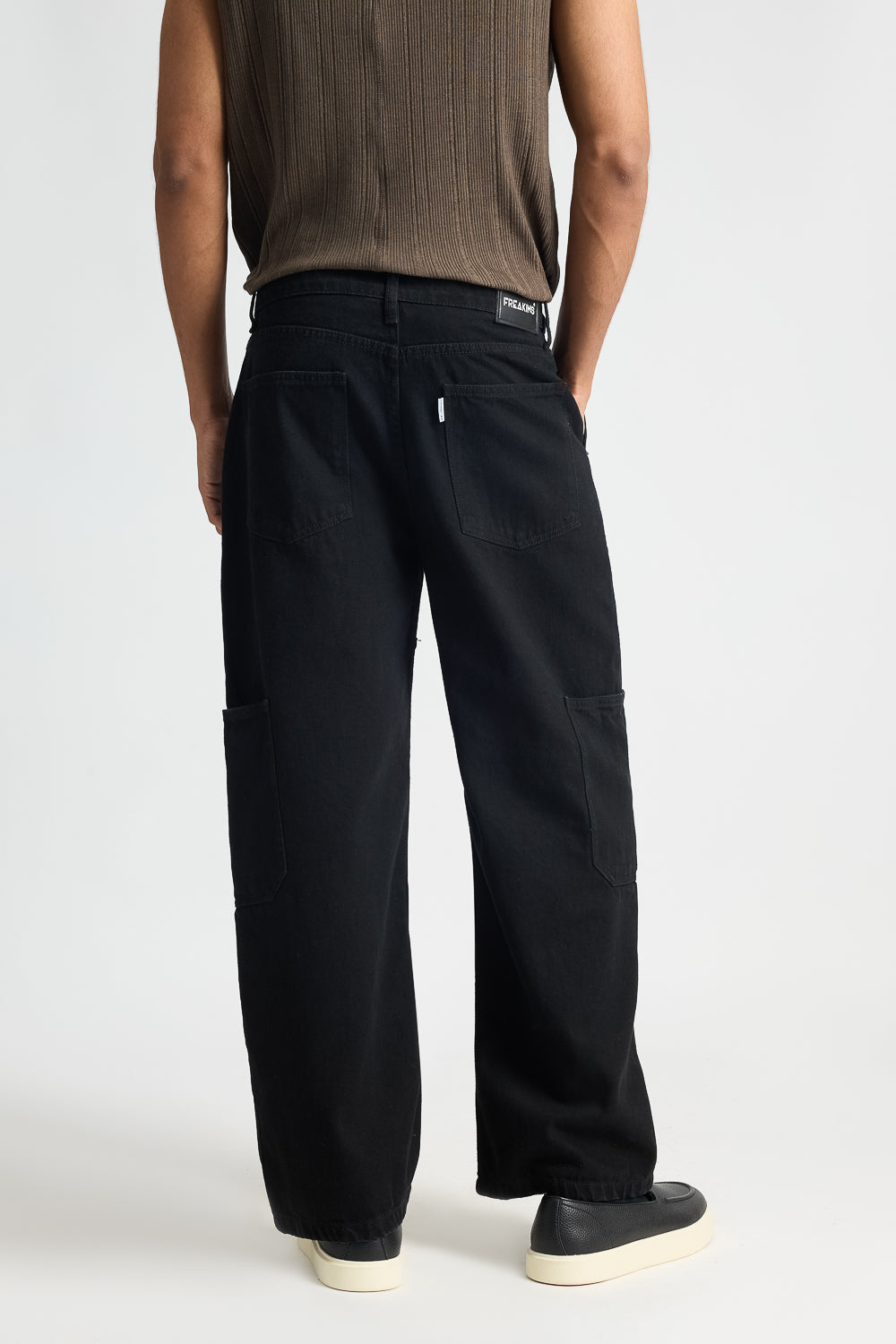 Black Patch Pocket Men's Straight Jeans