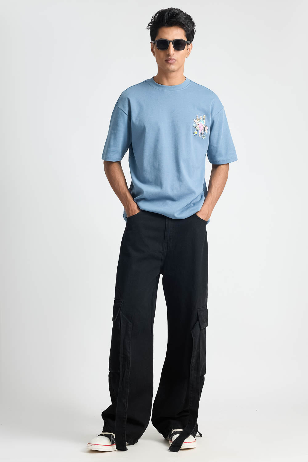 Charcoal Men's Baggy Cargo Jeans