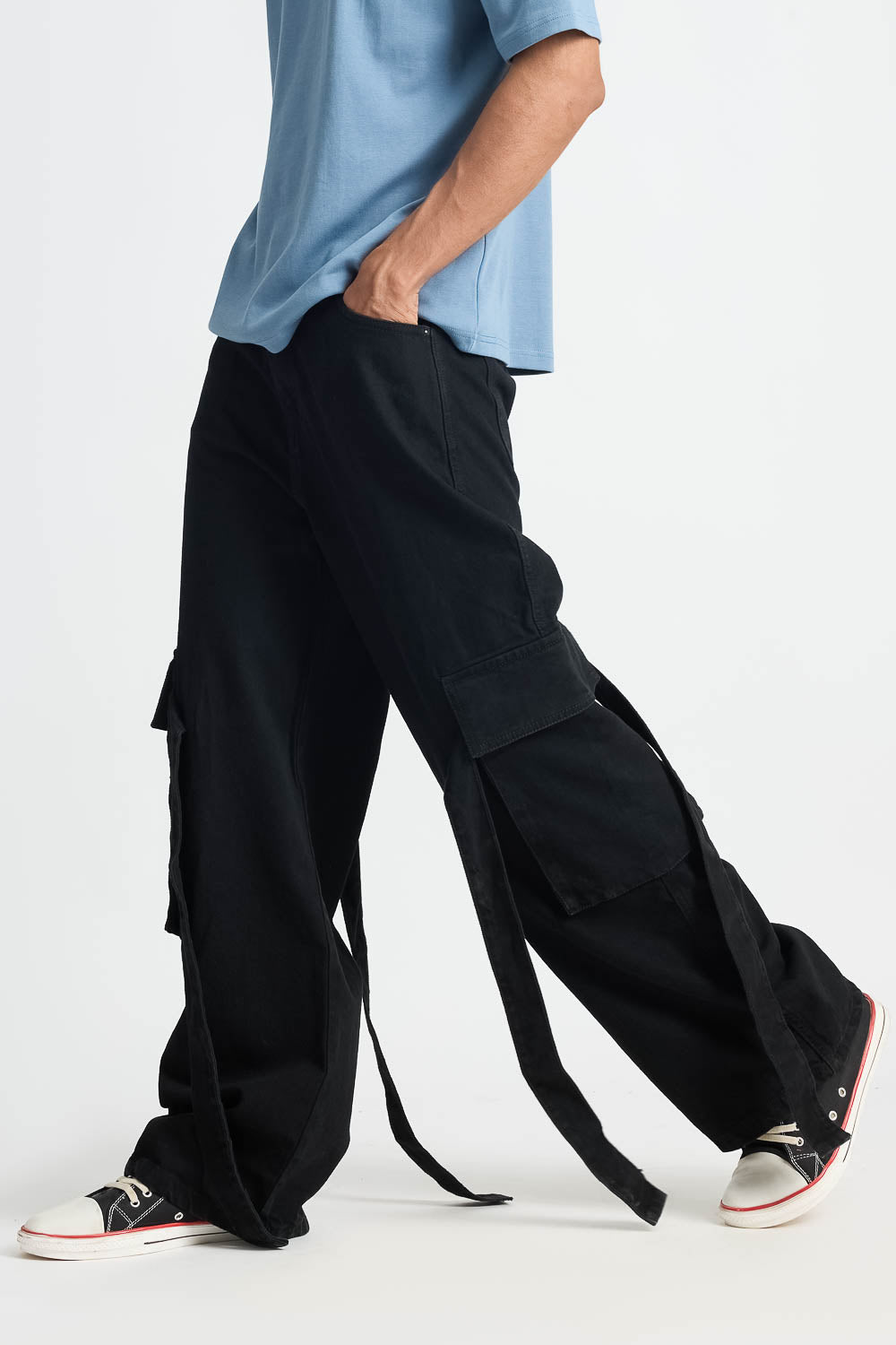 Charcoal Men's Baggy Cargo Jeans