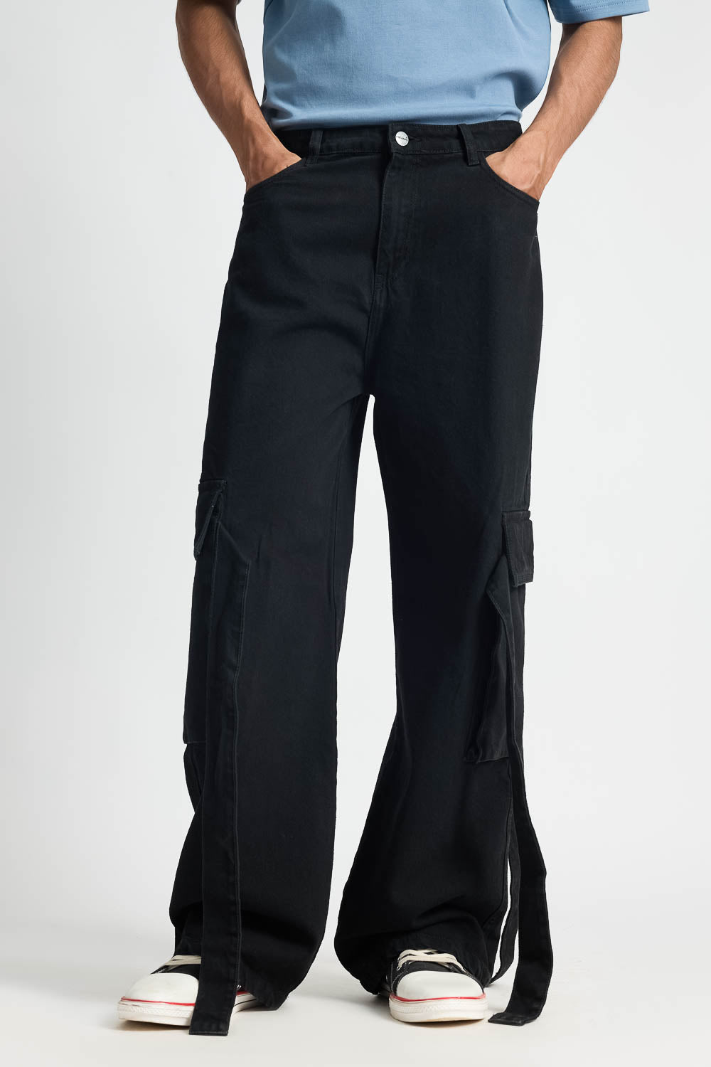 Charcoal Men's Baggy Cargo Jeans
