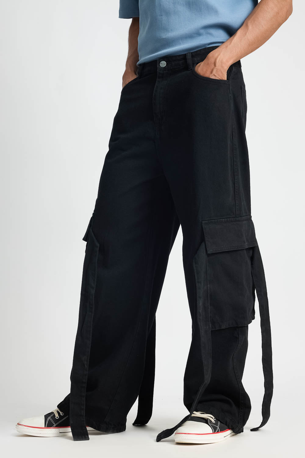 Charcoal Men's Baggy Cargo Jeans