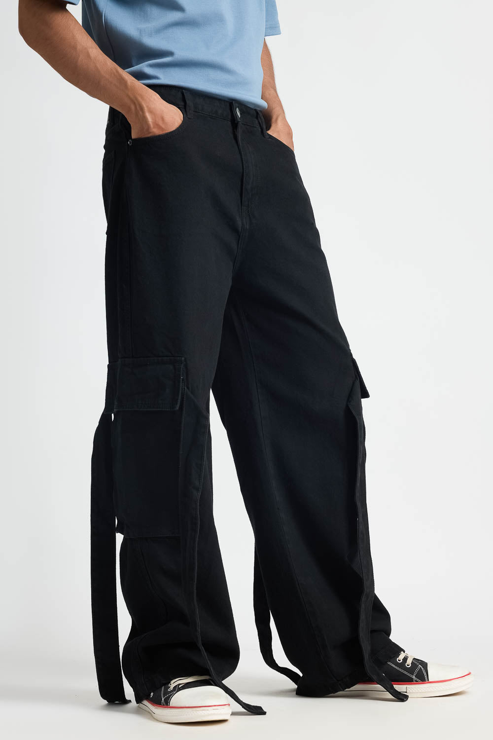 Charcoal Men's Baggy Cargo Jeans