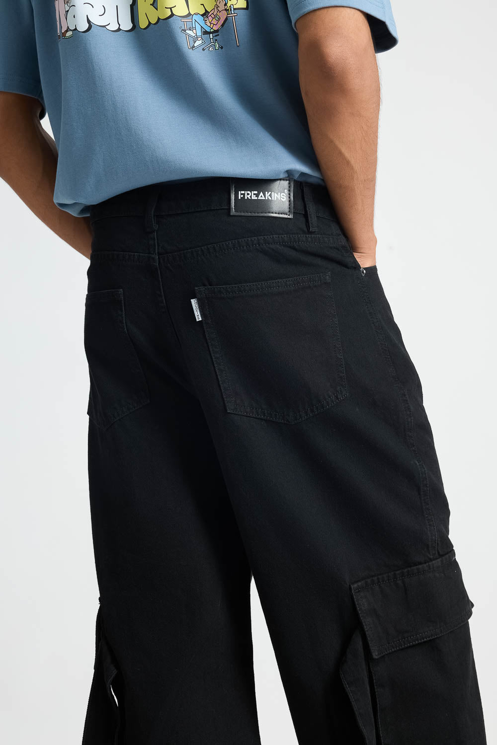 Charcoal Men's Baggy Cargo Jeans