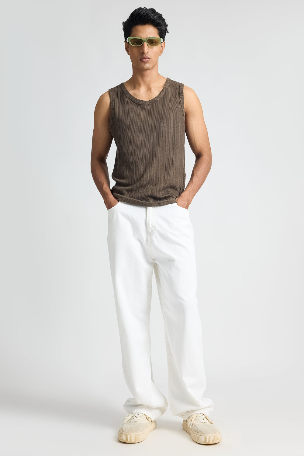 Timeless White Men's Straight Jeans