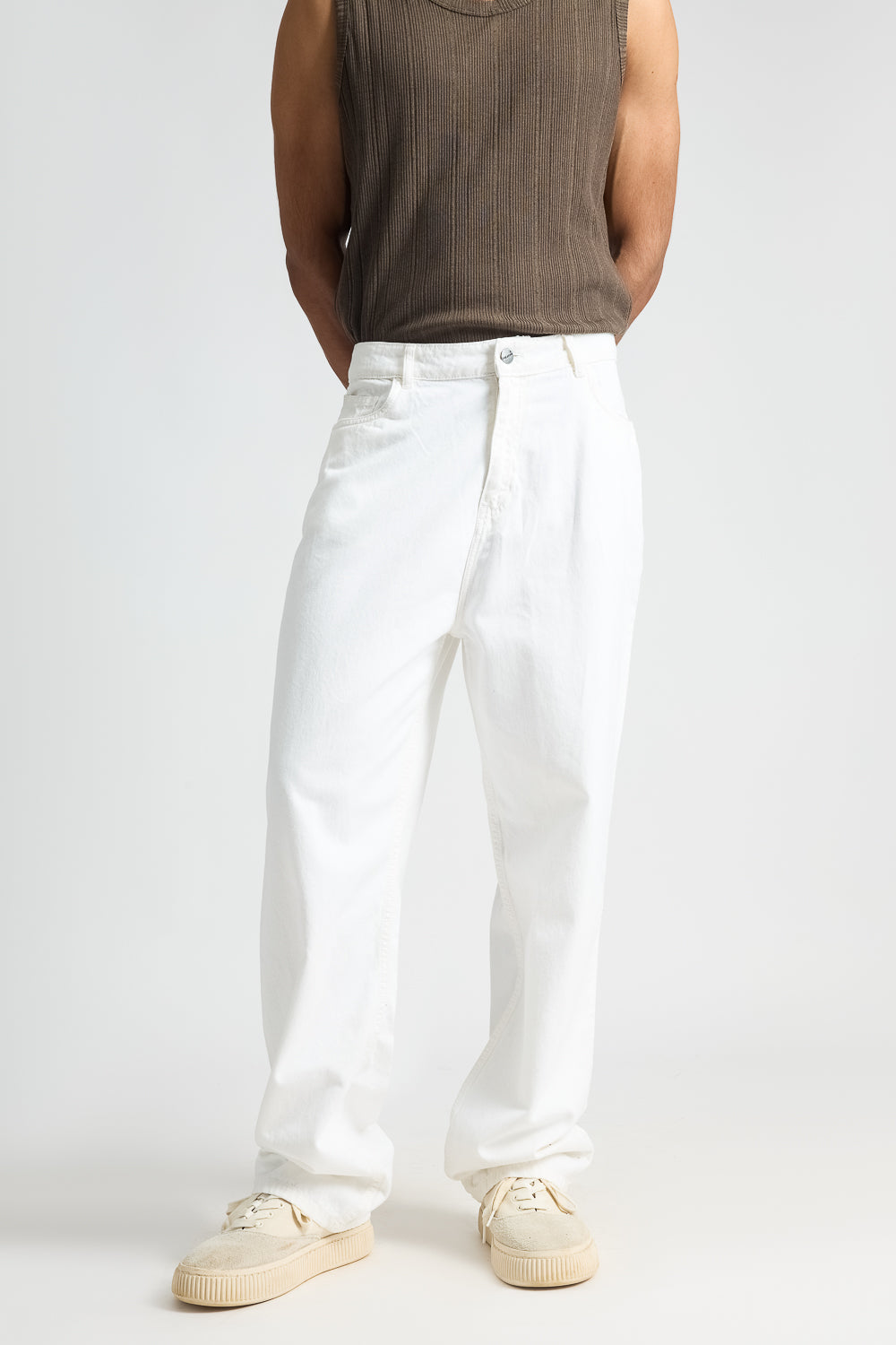 Timeless White Men's Straight Jeans