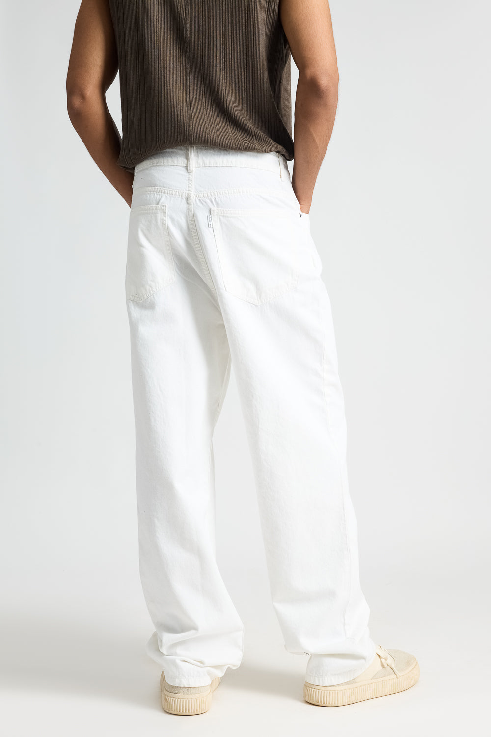 Timeless White Men's Straight Jeans