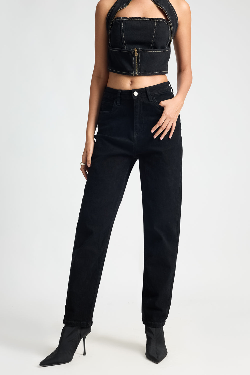 Midnight Black High Waisted Women's Slim Jeans