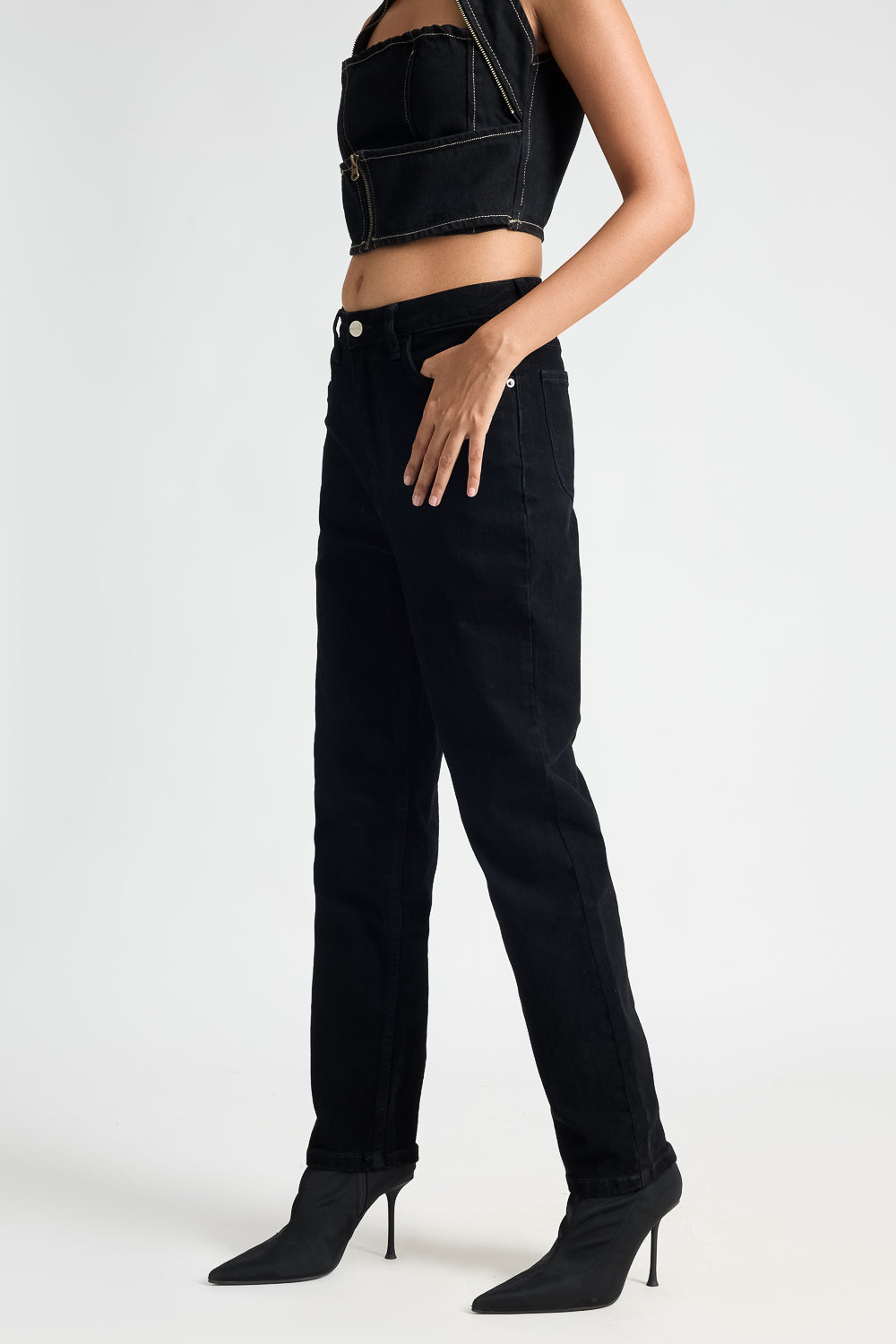 Midnight Black High Waisted Women's Slim Jeans