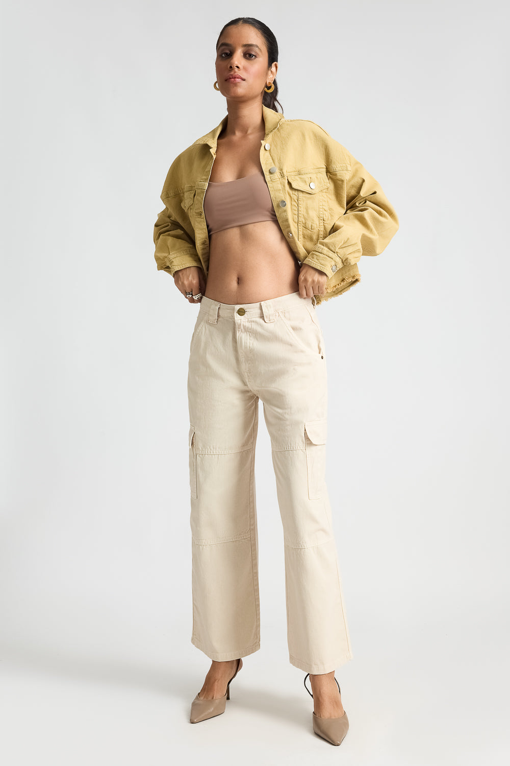 Light Tan Women's Straight Cargo Pants