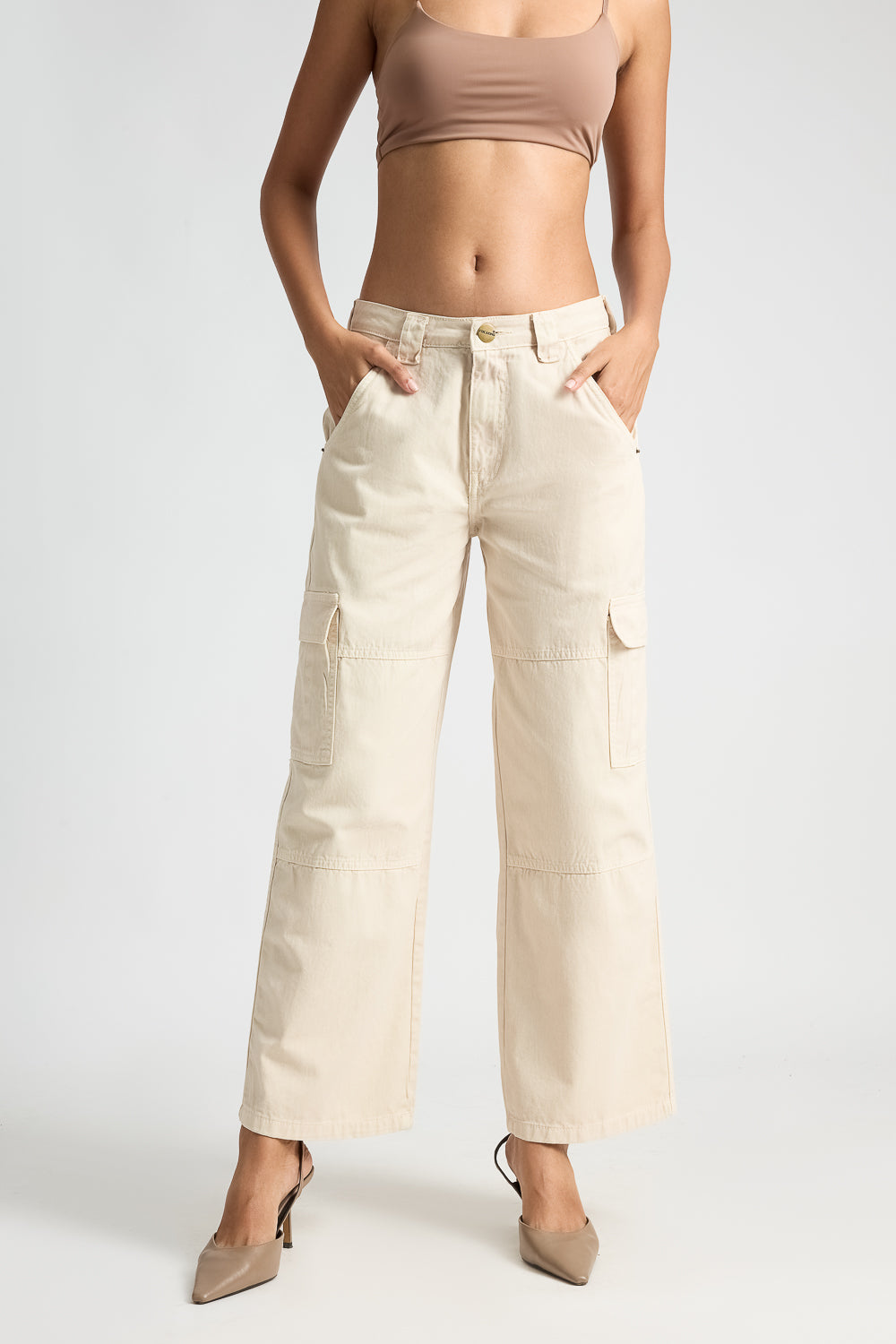 Light Tan Women's Straight Cargo Pants