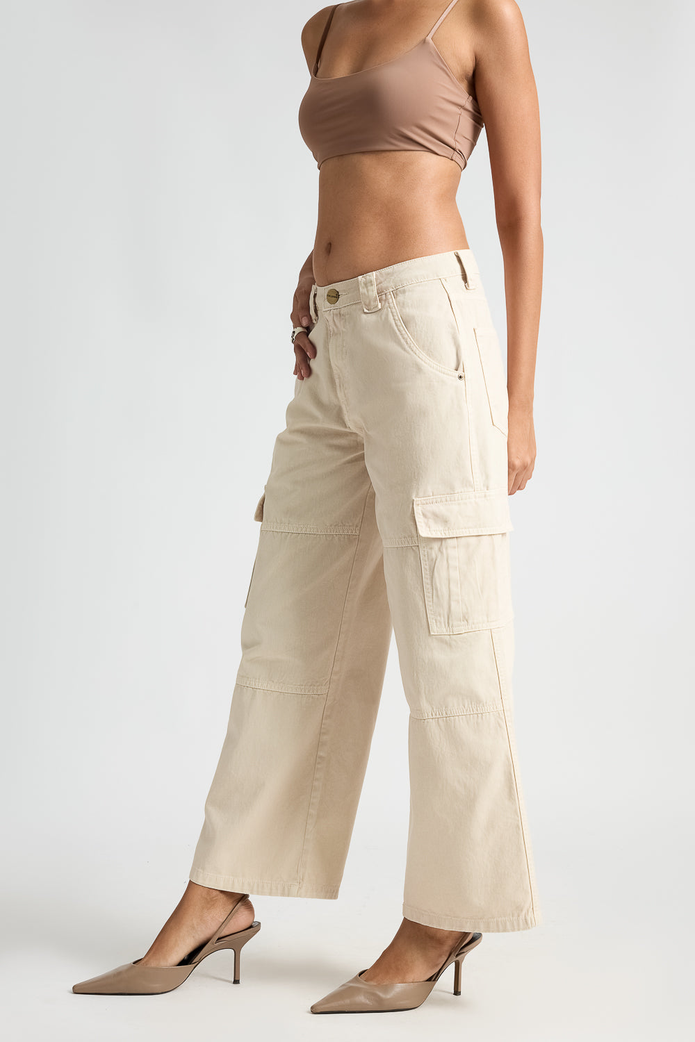 Light Tan Women's Straight Cargo Pants