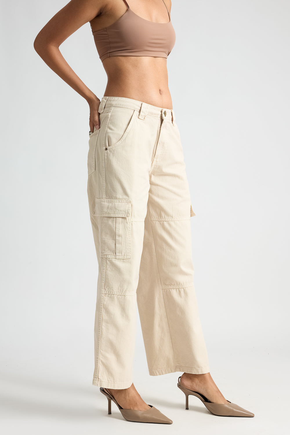 Light Tan Women's Straight Cargo Pants