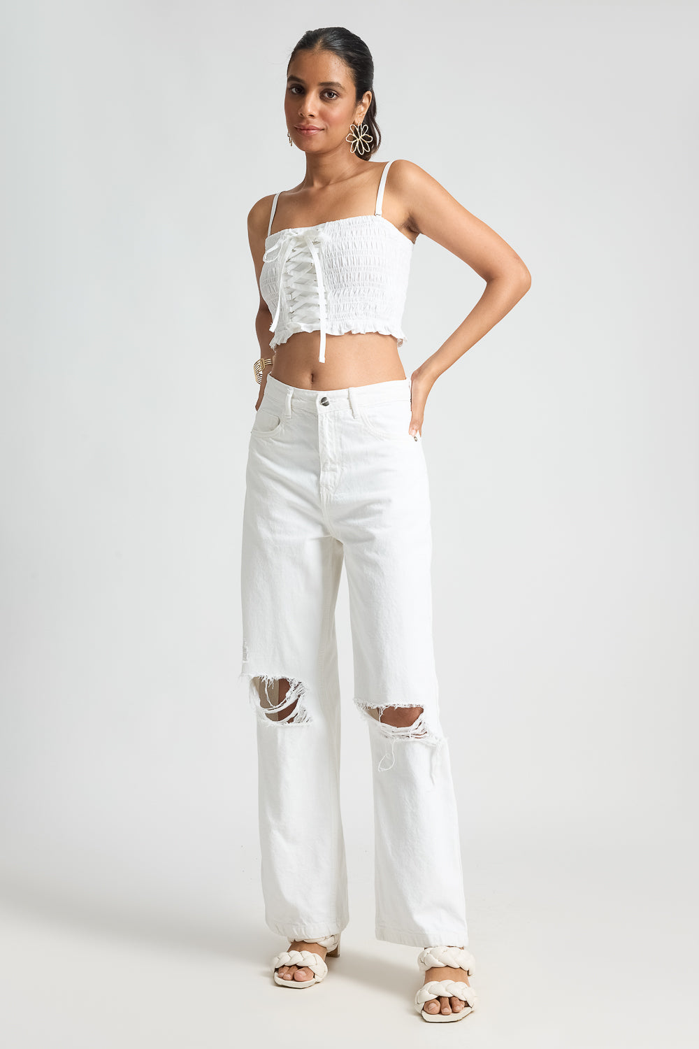 White Cross Strap Top