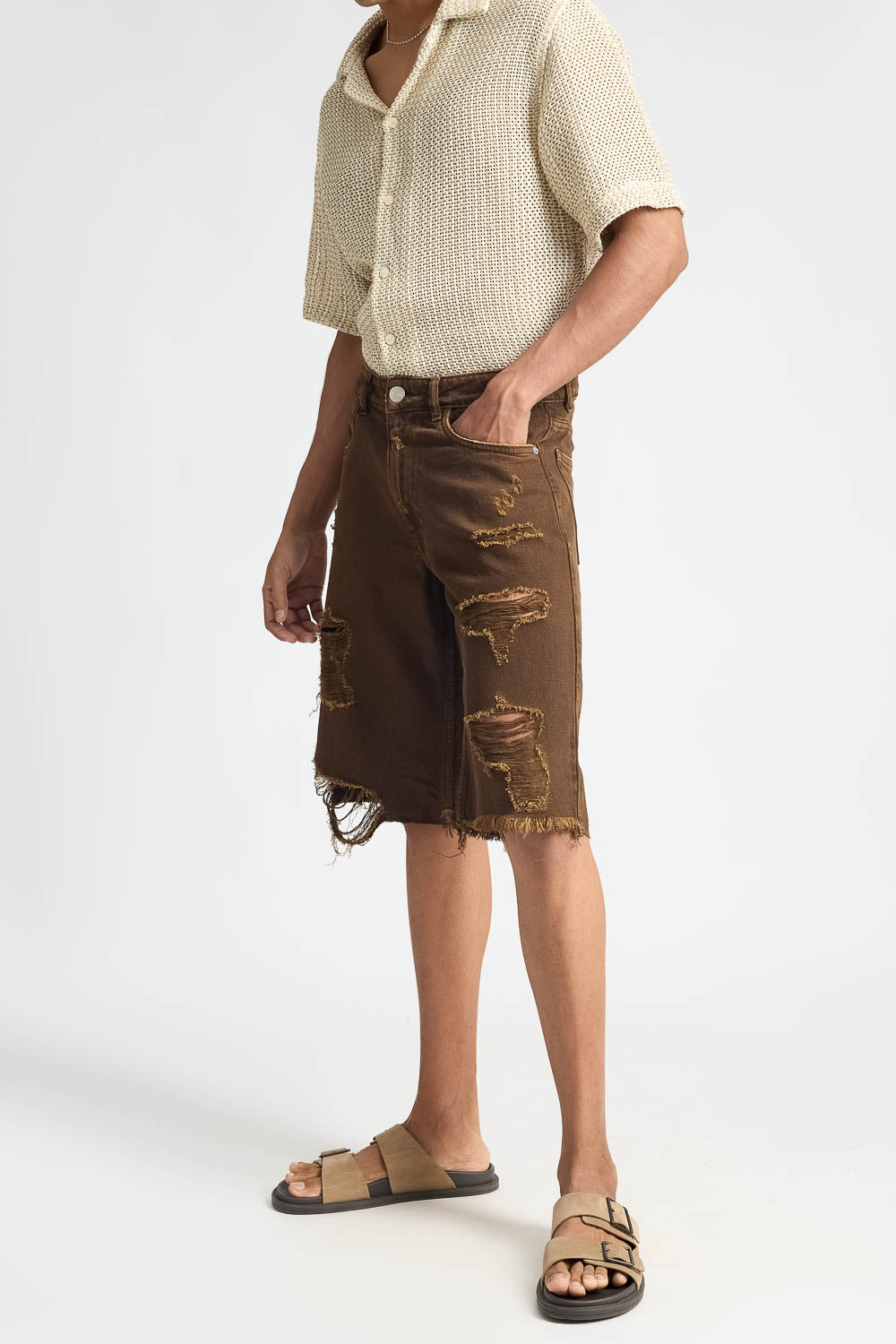 Tan Denim Men's Shorts