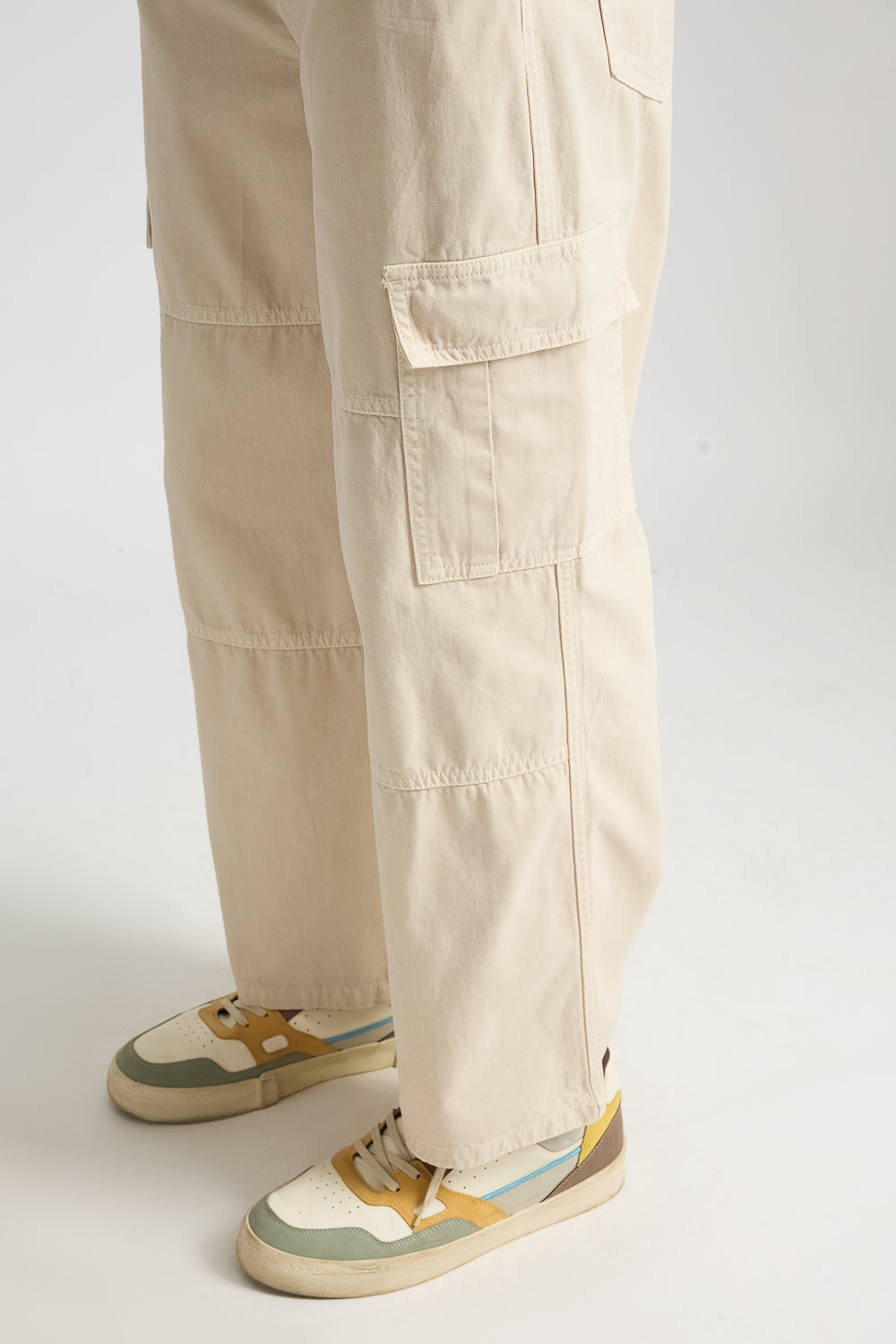 Light Tan Men's Cargo Baggy Jeans