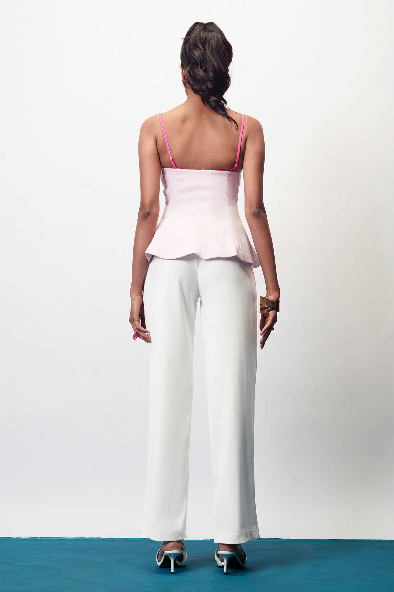 Vanilla White Double Pleated Women's Straight Korean Pants