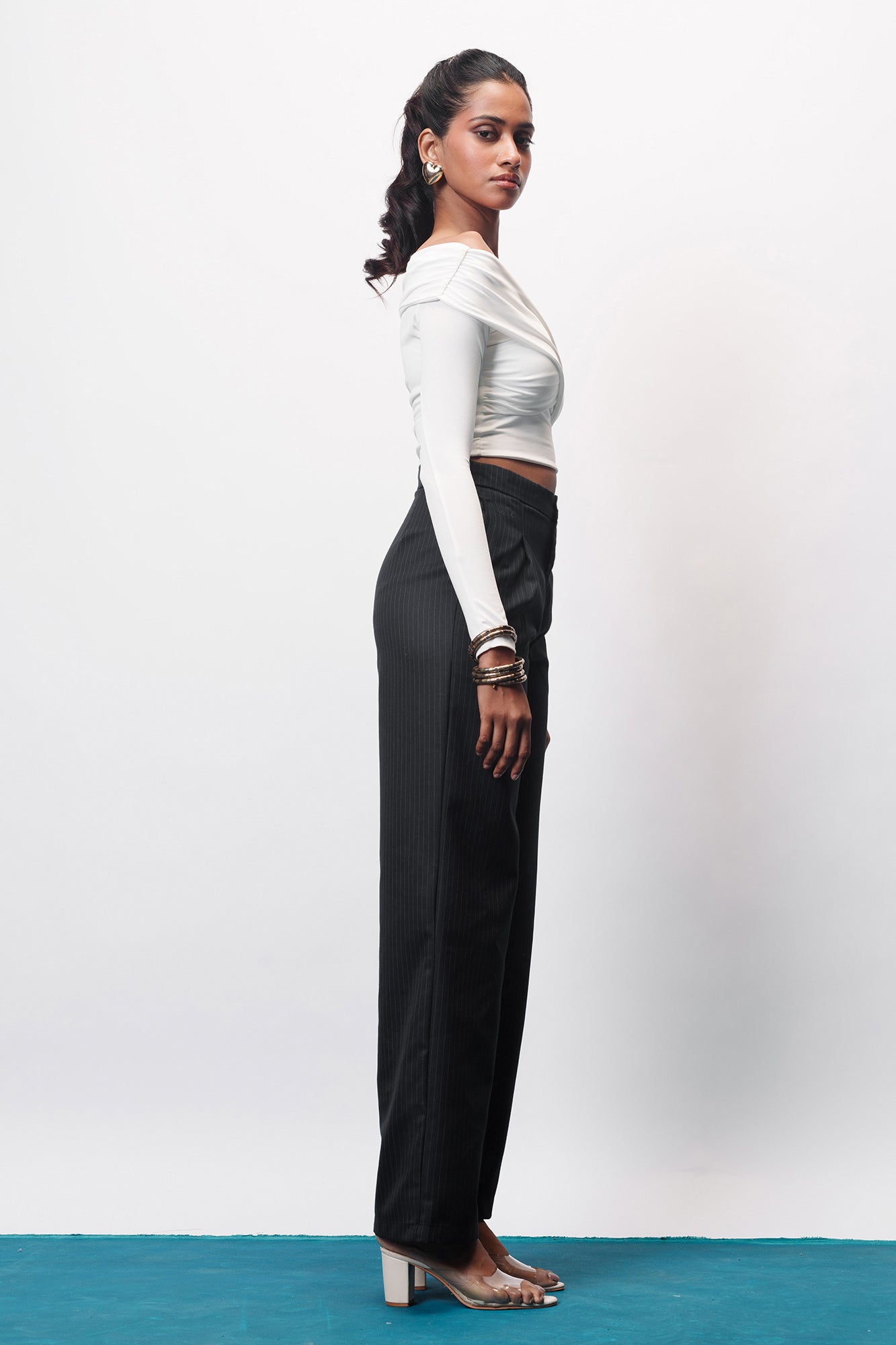 Classic Black Women's Straight Pinstripe Pants