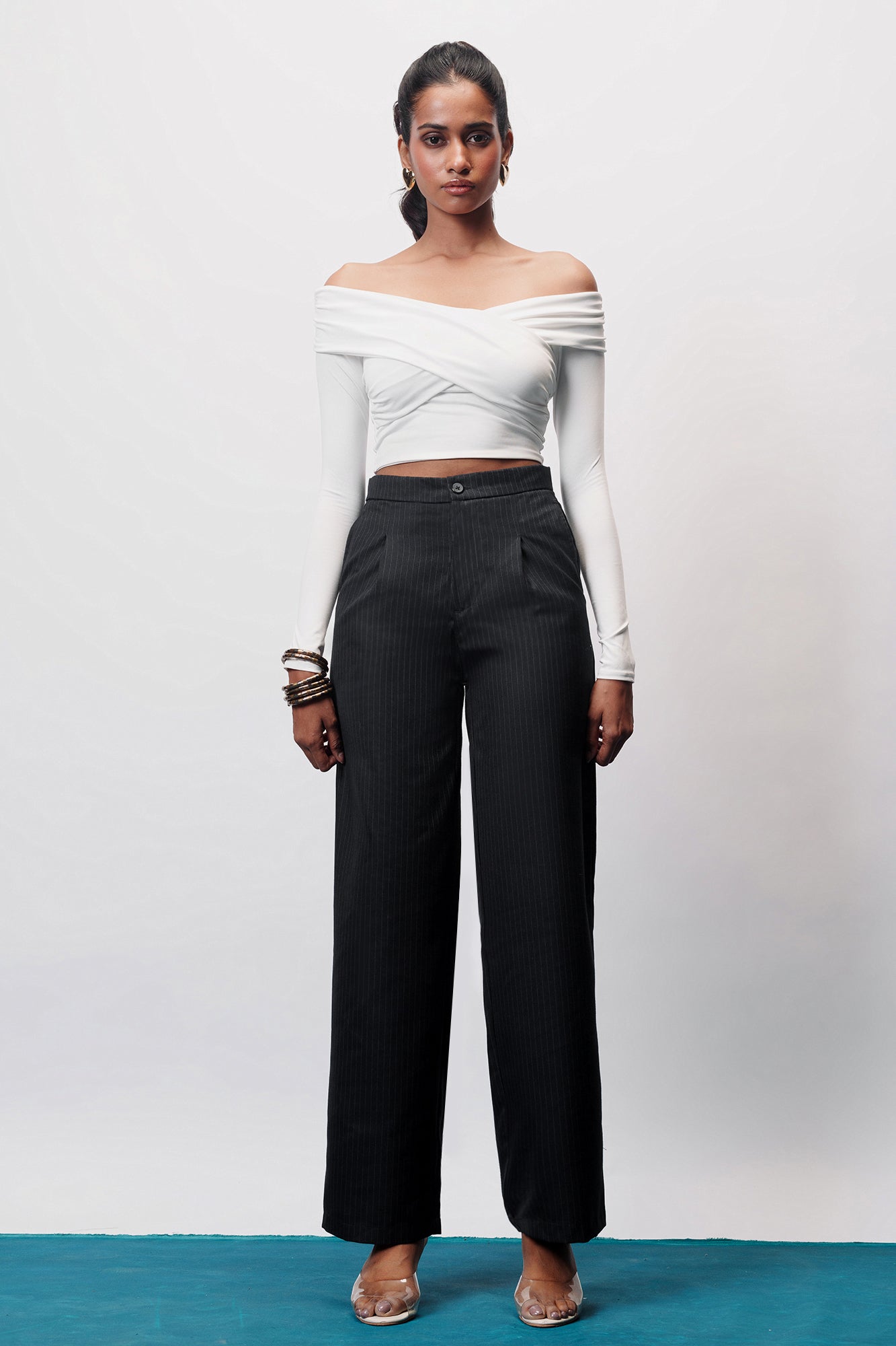 Classic Black Women's Straight Pinstripe Pants