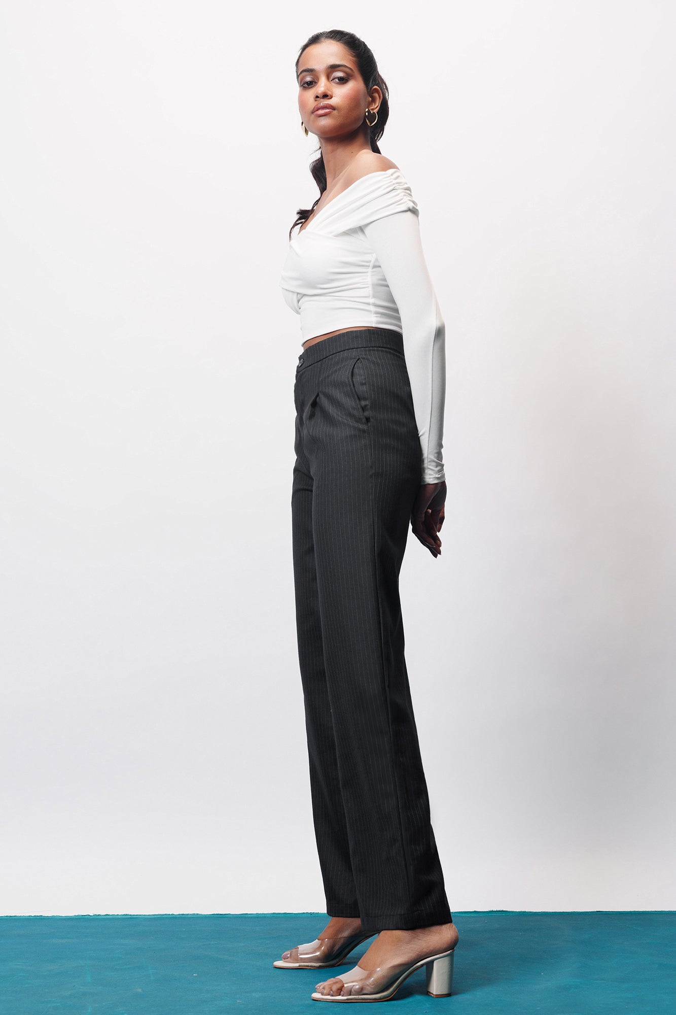 Classic Black Women's Straight Pinstripe Pants