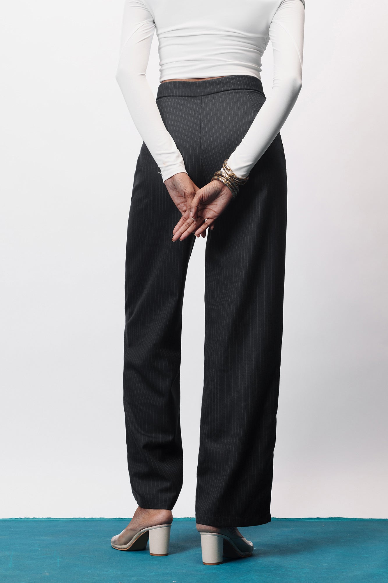 Classic Black Women's Straight Pinstripe Pants