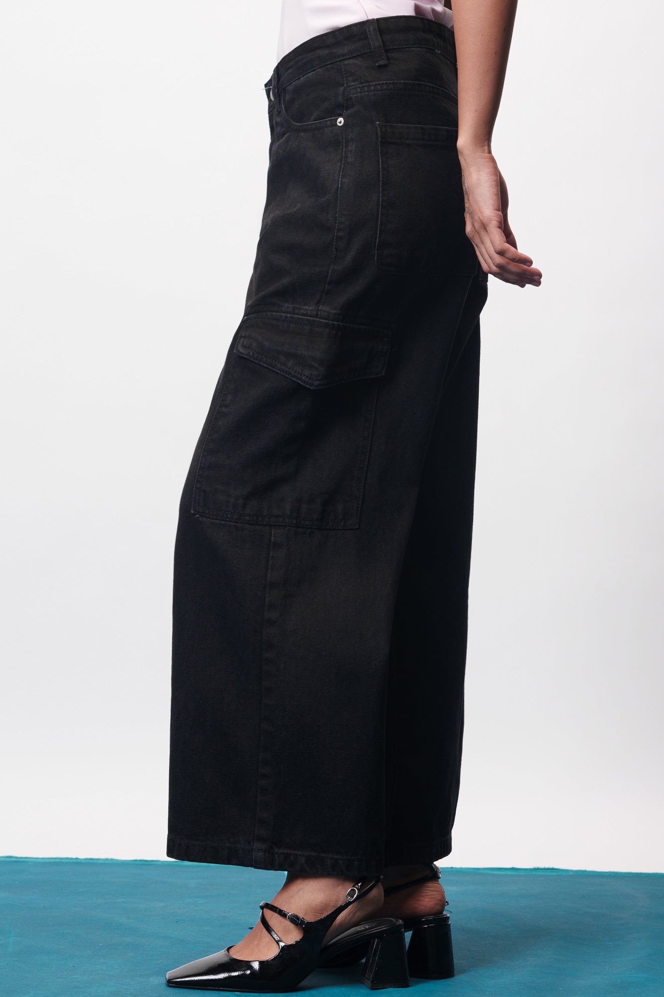 Deep Ebon Women's Wide Cargo Jeans