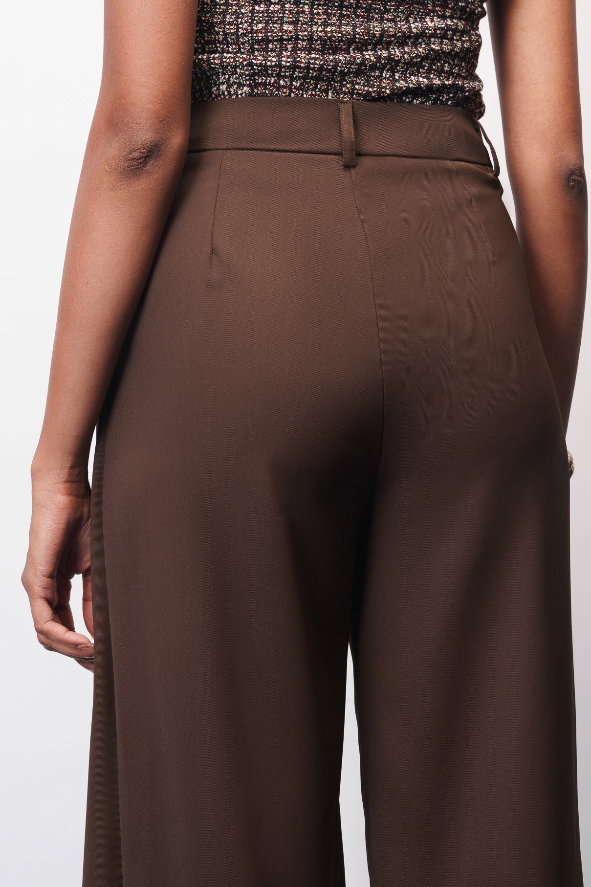 Cacao Brown Wrap Front Straight Korean Pants