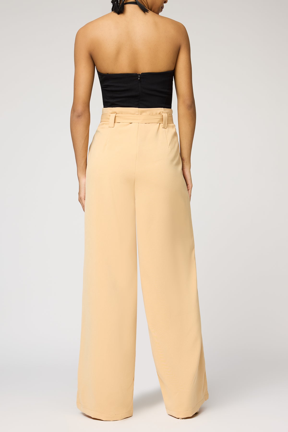 Soft Sand Belted Women's Flared Korean Pants