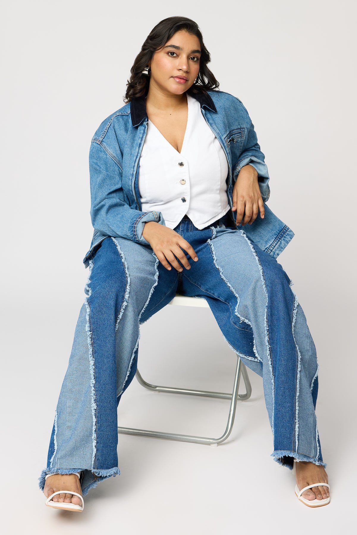 Curve Dual Blue Hue Straight Jeans