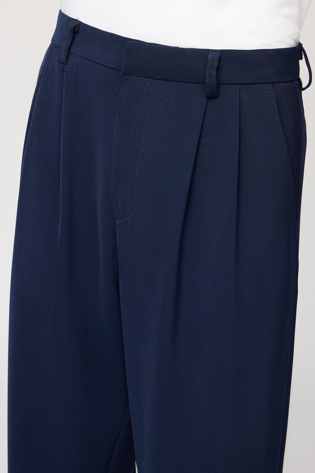 Space Blue Pleated Men's Straight Korean Pants