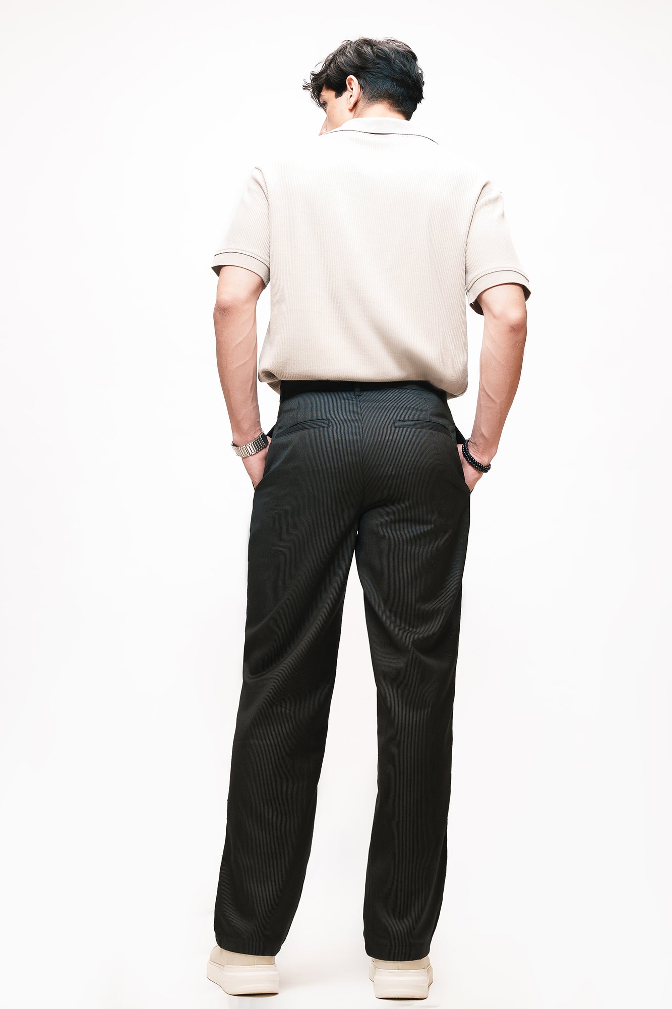 Timeless Black Men's Straight Pinstripe Pants