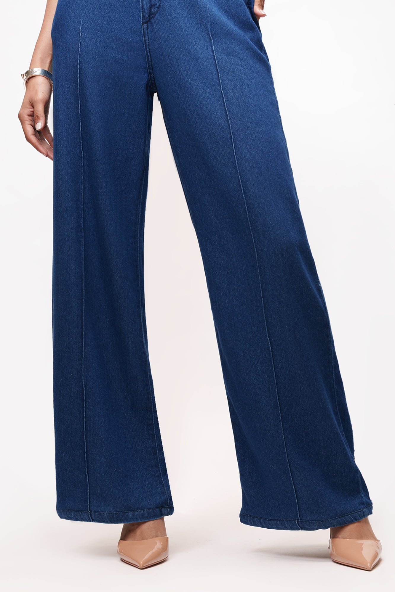 Dark Indigo Pintuck Straight Jeans