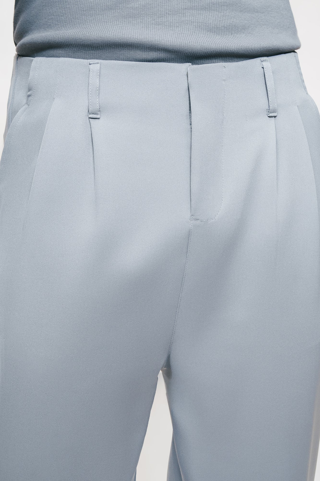 Stone Grey Double Pleated Men's Straight Korean Pants