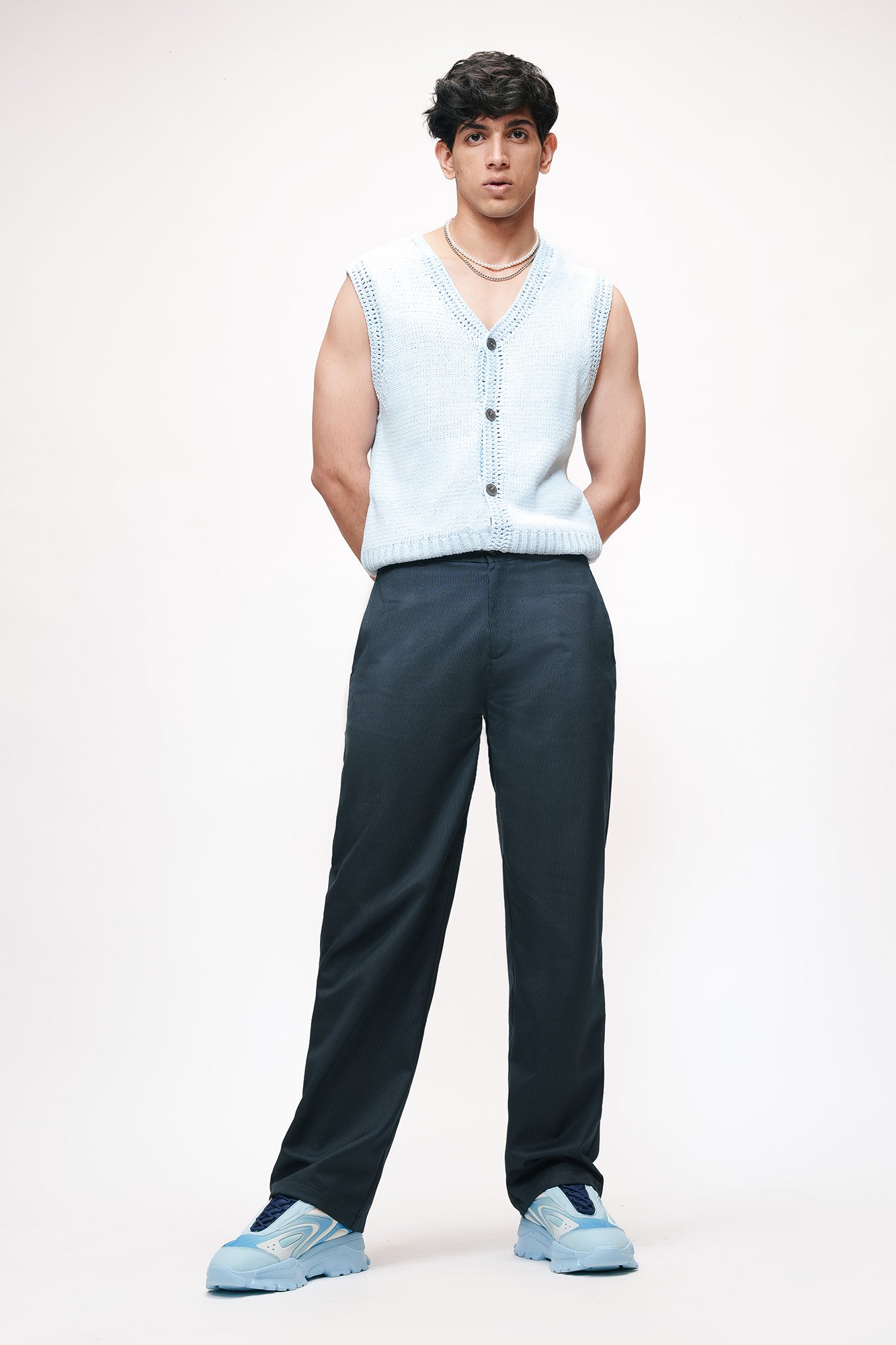 Super Navy Men's Straight Pinstripe Pants