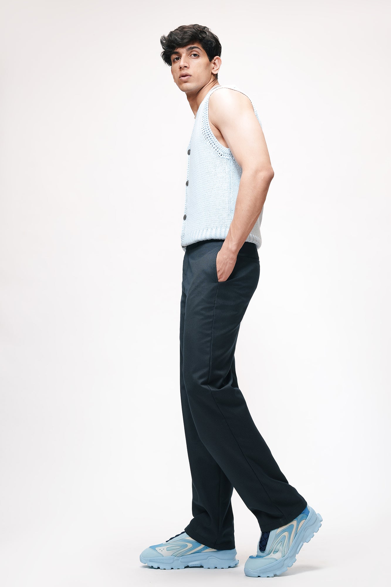 Super Navy Men's Straight Pinstripe Pants