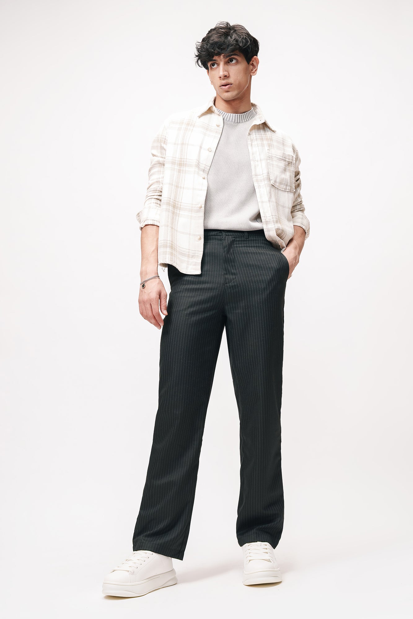 Dapper Black Men's Straight Pinstripe Pants