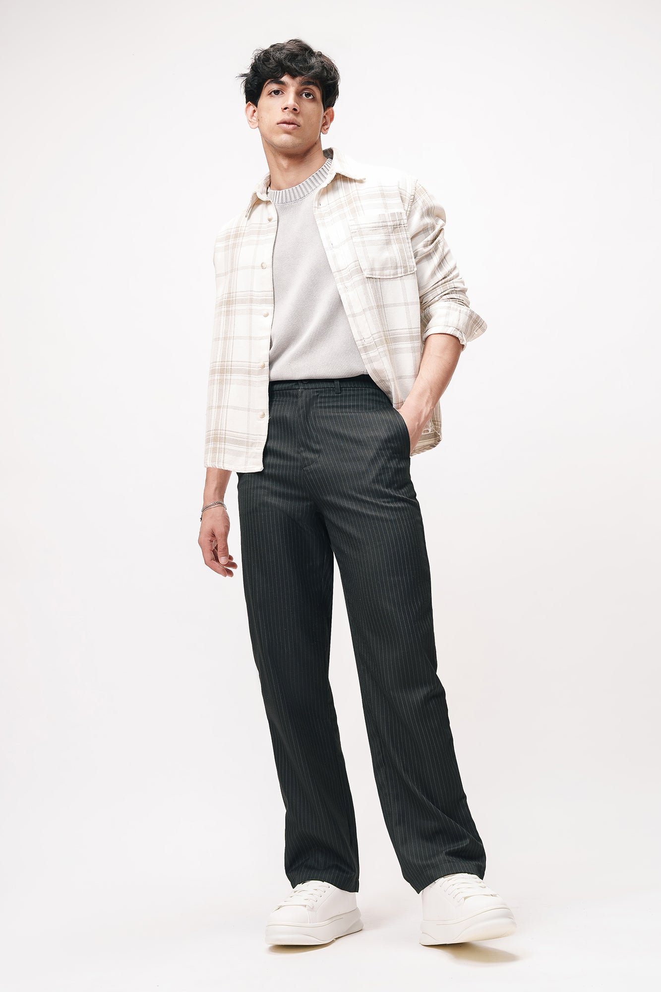 Dapper Black Men's Straight Pinstripe Pants